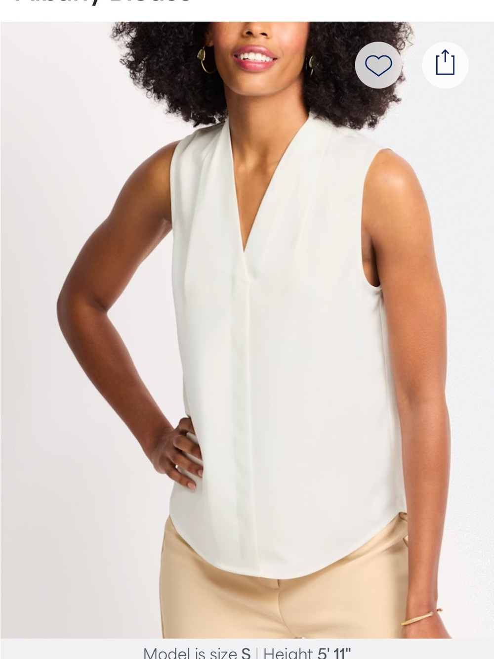 41 Hawthorn Sleeveless V-Neck Blouse in Ivory